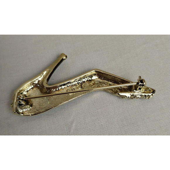 OAJC Black Enamel/Gold Tone High Heel Shoe Brooch Pin - Picture 5 of 6